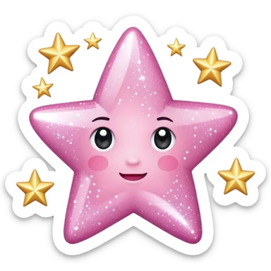 baby pink glitter sparkling shiny with star shapes sticker