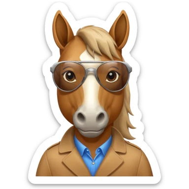 A horse is showing off his new sunglasses with a proud expression sticker