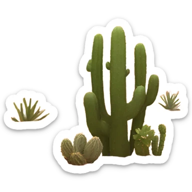 Generate an emoji of a desert landscape with sand dunes, a glowing sunset in the background, and a cactus in the foreground. Use warm oranges, yellows, and reds to create a dramatic and aesthetic desert scene. sticker