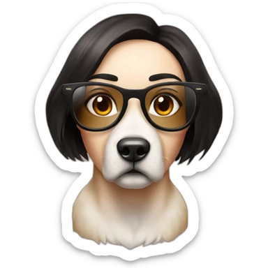 Megan Fox con lentes y un perro sticker