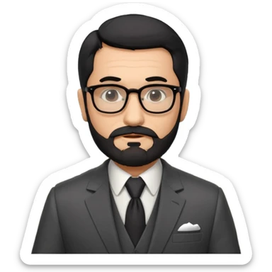 Professor Bentley Dyed black gray hair  frencb beard graying indian guy in suit with a bentley car. Older look with glasses sticker