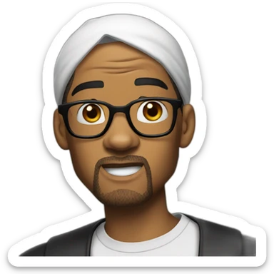 Will smith with black durag and white glasses shocked sticker