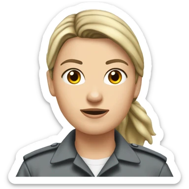 White Female correctional officer wearing grey Indiana department of corrections uniform using oc spray  sticker