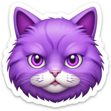 Annoyed, eye-rolling purple emoji cat face sticker