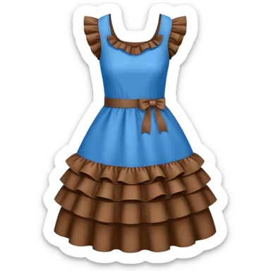 brown blue dress with ruffles sticker