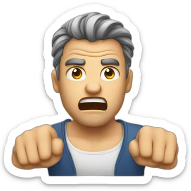 A man that is very angry. His hands are on their hairs and want to pull his hairs sticker