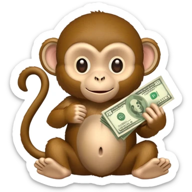 monkey with a lot of money sticker