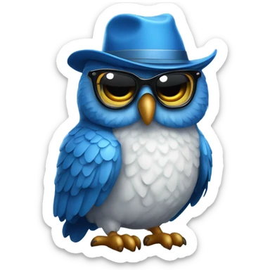 Blue owl looking cool sticker