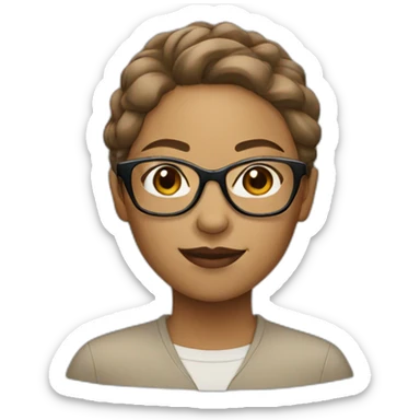 light skinned brown woman with glasses sticker