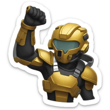 helldivers holding forearm in front fist in air sticker