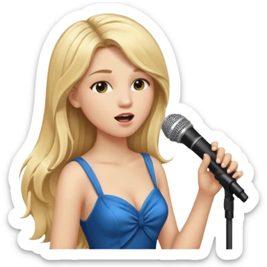 Singer Young woman – long blonde hair, around 20s,  singing into mic sticker