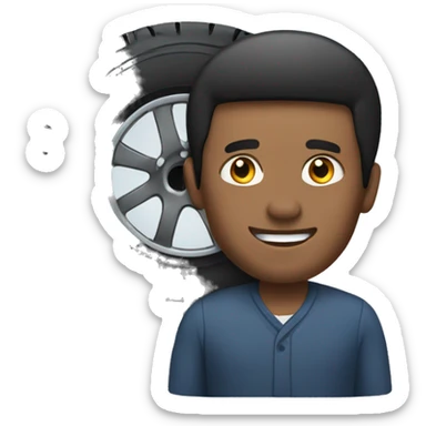 A man selling tire sticker