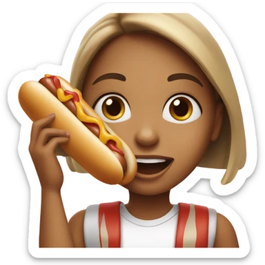 Girl eating hotdog sticker