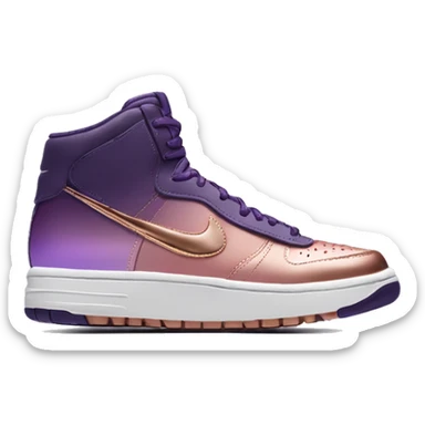Realistic pair of metallic dark purple to rose gold ombre Nike Sneakers Toe facing front. sticker