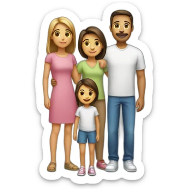 Family with 4, father, mother, teenager boy, small girl sticker