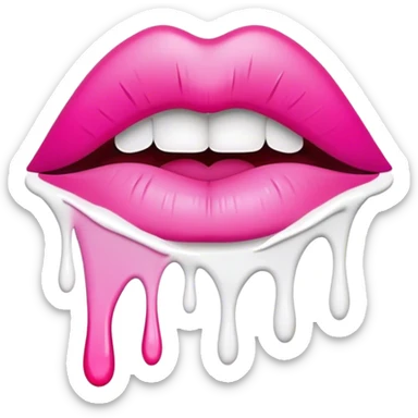 white paint dripping off Floating pink ombre lips sticker