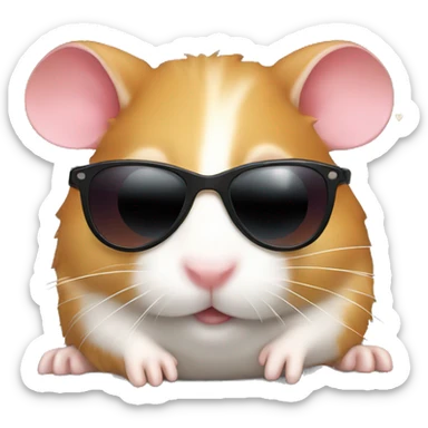 A hamster in sunglasses falling in love sticker