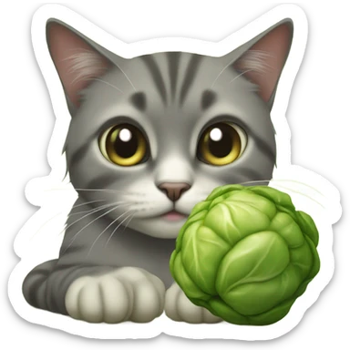 Cat in tears eating Brussels sprouts sticker
