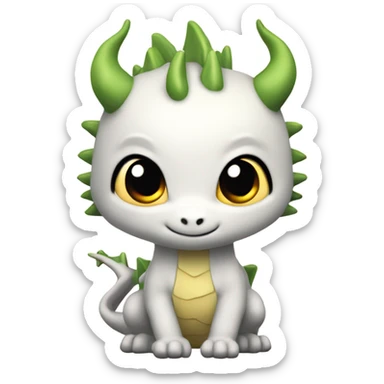 Fait moi une émoticone hello d'un dragon chibi avec un arrière-plan blanc  sticker