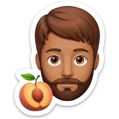 Créer emoji de un homme derrière une pêche avec un lit homme brun avec une barbe  sticker