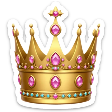 small crown golden with pink gems sticker