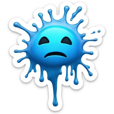 Glowing shiny Cyan blue liquid splash splatter drip sticker