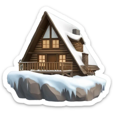 A-frame cabin with snow sticker