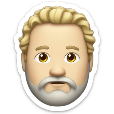 fat white man with wavy long dark hair and a beard sticker