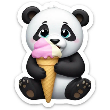 Panda eating ice cream sticker