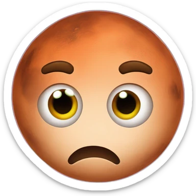 planet Mars with a cartoon uttermost face with big calm eyes sticker