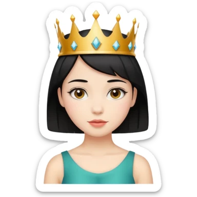 Chica linda pelo corto negro con una corona  sticker