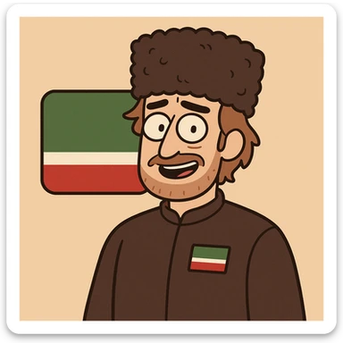 simple Chechen flag with official colors, flat icon style sticker