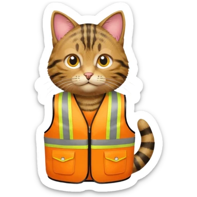 tabby cat in hi-vis clothing facing right sticker
