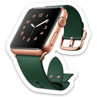 rose gold apple watch with forest green band sticker