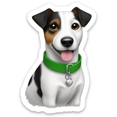 White and black Jack Russell with green collar  sticker