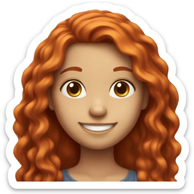 smiling girl with long red hair sticker