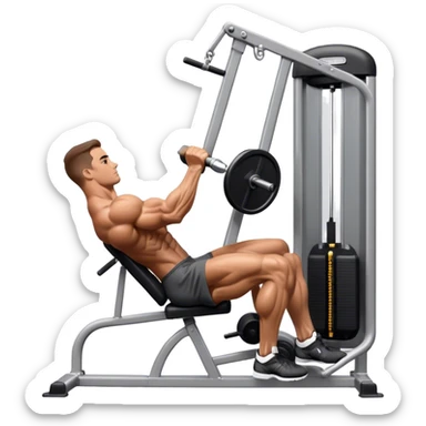 side-view bodybuilder seated weighted calf-raise machine lower leg exercise sticker