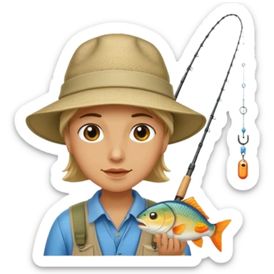 Someone fishing a fish. sticker