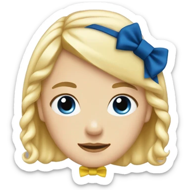 girl with blonde hair to shoulders with a sailor headbow with a sailor top with a yellow bowtie with blue eyes sticker