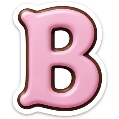 “Single pink bubble letter B, white outline, bottom dipped in chocolate with pink frosting drizzle, kawaii style, glossy, soft shading, clean outline, transparent background, Discord emoji size” sticker