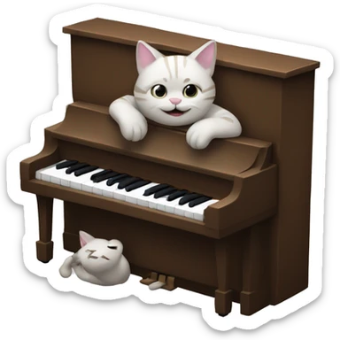 A cat play piano sticker