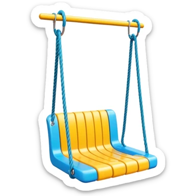 a colorful plastic swing with a safety bar in front, hanging from two ropes, glossy surface and soft shadows sticker