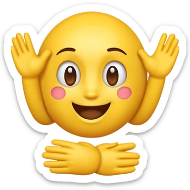a yellow emoji face with open hands shaking sticker