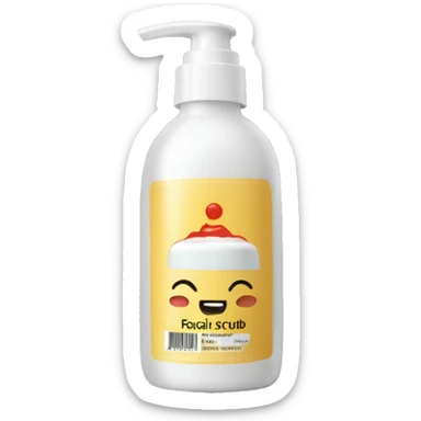 facial scrub bottle with label sticker