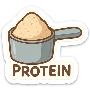 measuring spoon with protein inside sticker