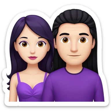 A couple in same outfit female with long hair and purple dress sticker