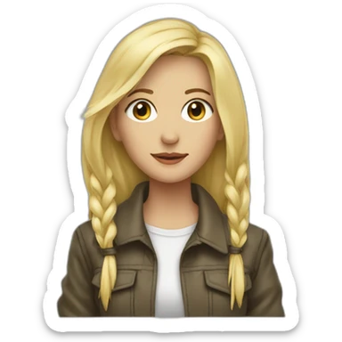 Blonde girl jacket tied aroundw sticker