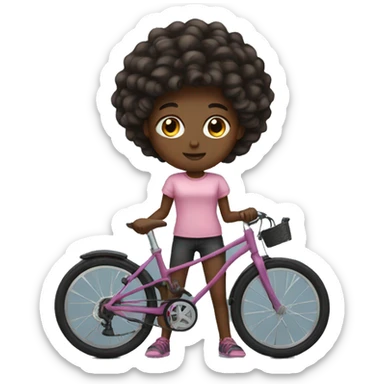 girl hair dark with bike sticker