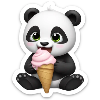 Panda eating ice cream sticker