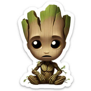 baby groot marvel being sad sticker
